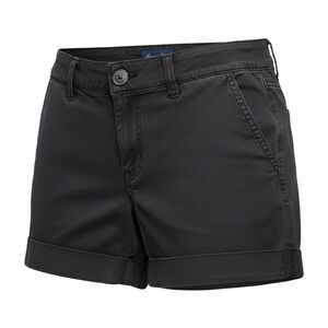 American Eagle Black Shorts Rolled Cuff Casual Sz 6 Festival Stretch Minimalist